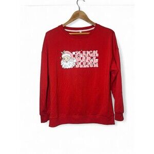 Sleigh Girl Sleigh Red Christmas Pullover Sweatshirt Size L Funny‎ Retro Holiday